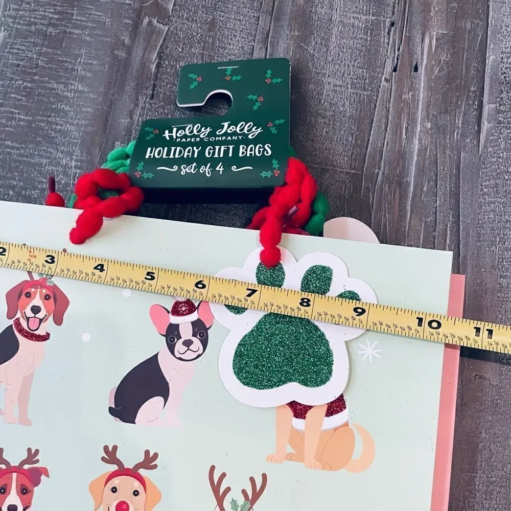 Christmas Dogs Santa Paws Gift Bags 4-pc Set